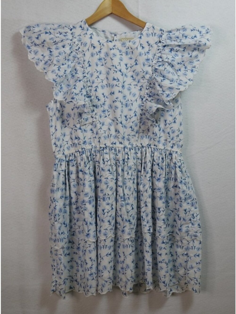 Simply Southern Collection Blue Floral Ruffle Tiered Dress Size Large Cotton - Picture 3 of 9